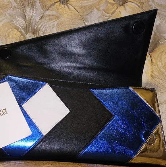 Diane von Furstenberg Blue and Silver Clutch - Picture 2 of 5